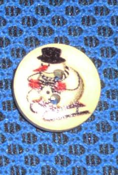Set 10 buttons "snowman on sled" 15 mm