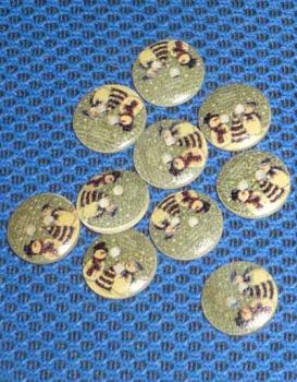 Set 10 buttons "Two snowman" 15 mm