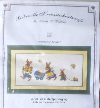 Liebevolle Kreuzstichentwürfe Stickvorlage Ostersparziergang