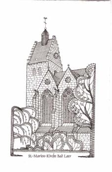 Klappkarte geklöppelte St.-Marien-Kirche Bad Laer mit Umschlag