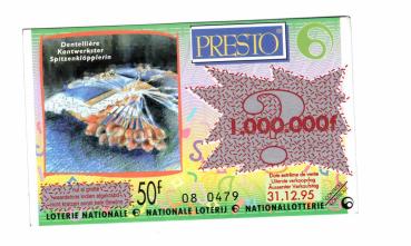 Lotterielos von 1995 mit Spitzenmotiv