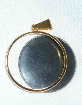 Preview: Anhänger zum Spitze einlegen goldfarbend Durchmesser ca 3,5 cm