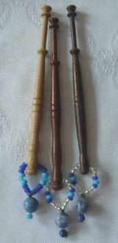 Set 3 englische Klöppel mit Perlen ca 10 cm lang