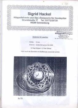 Klöppelbrief Sigrid Hackel Nr. 82 Deckchen für Leuchter
