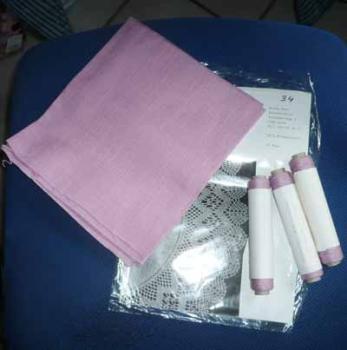 Set Randspitze KB von Erika Lanz , Stoff, Leinen 35/3 Farbe 47