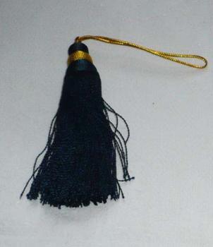 Quasten dunkelblau mit gold 11 cm