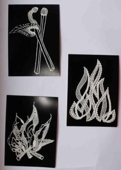 Set 3 Klappkarten mit Umschlägen "Feuer"