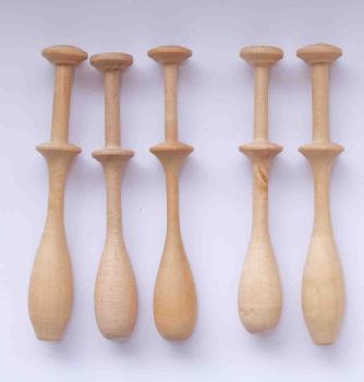 Set 5 Klöppel ca 9,8 cm lang helles Holz