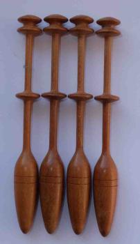 Set 4 Schweizer Klöppel ca 11,6 cm lang braunes Holz