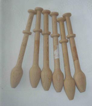 Set 6 Klöppel ca 9,5 cm lang helles Holz