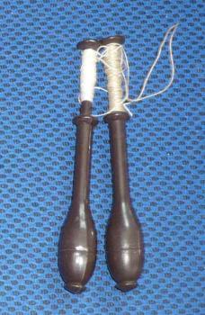 pair of black bobbins