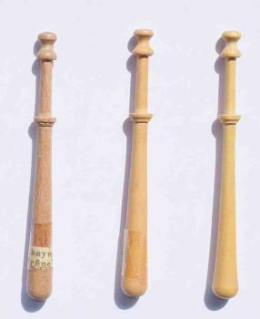 Set 3 Bayeuxklöppel ca 11,3 cm lang verschiedene Hölzer
