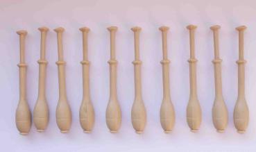 Set 10 Klöppel flandrische Form aus Kunststoff ca 9,8 cm lang