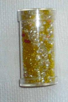 Rocailles ca. 2,3 mm gelb/weiß ca 28 Gramm