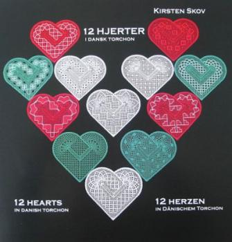 GESUCHT! 12 Herzen in dänischem Torchon von Kirsten Skov
