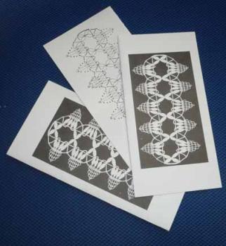 Set 3 Postkarten ohne Kuvert mit Klöppelmotiv u. -brief
