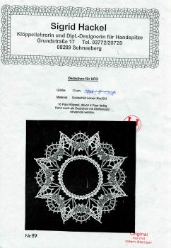 Klöppelbrief Sigrid Hackel Nr. 97 Deckchen für Ufo