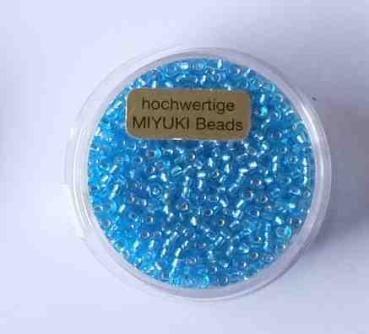 MIYUKI Perlen 2,2 mm 12 Gramm silverlined aqua