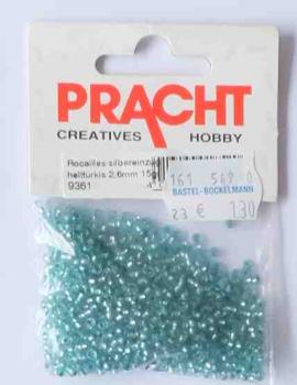 Rocailles 2,6 mm 15 Gramm helltürkis - Pracht