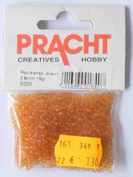 Rocailles 2,6 mm 15 Gramm transp. braun - Pracht