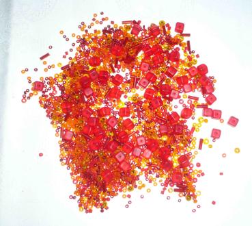 Perlenmischung ca 50 Gramm rot/orange