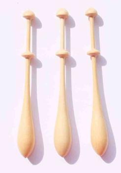 Set 3 dänische Klöppel ca 10,7 cm lang helles Holz
