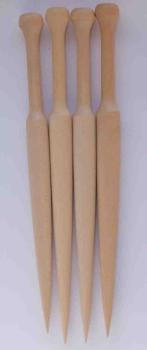 Set 4 Rollenklöppel ca 12,8 cm lang helles Holz