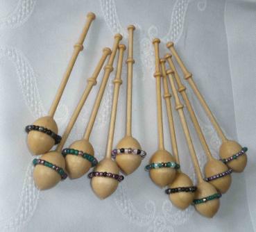 Set 10 dänische Klöppel ca 8,8 cm mit Perlenringen