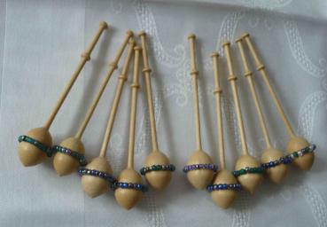 Set 10 dänische Klöppel ca 8,8 cm mit Perlenringen