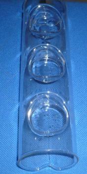 Teelichtröhre für drei Teelichte aus Glas ca 24 cm lang