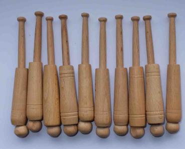 Set 10 Hülsenklöppel ca 13 cm lang helles Holz