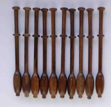 Set 10 Bincheklöppel ca 9,6 cm vermutlich Palisander