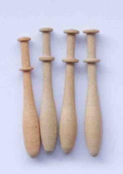 Set 4 Miniklöppel ca 3,3 cm helles Holz