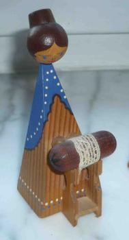 Klöppelfigur ca 10 cm hoch aus Holz blau