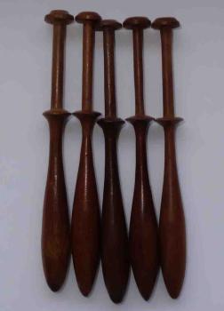 Set 5 Klöppel ca 11,6 cm lang dunkles Holz