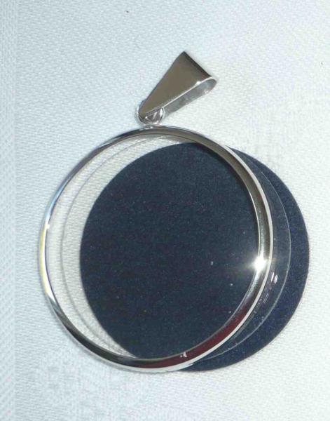 Anhänger zum Spitze einlegen silberfarbend Durchmesser ca 3,5 cm