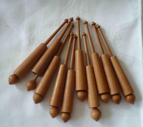 Set 10 Hülsenklöppel ca 11,5 cm lang Edelholz