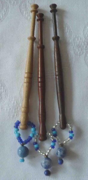 Set 3 englische Klöppel mit Perlen ca 10 cm lang