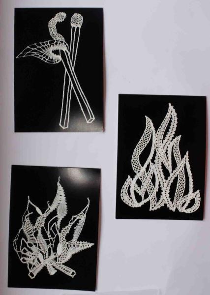 Set 3 Klappkarten mit Umschlägen "Feuer"