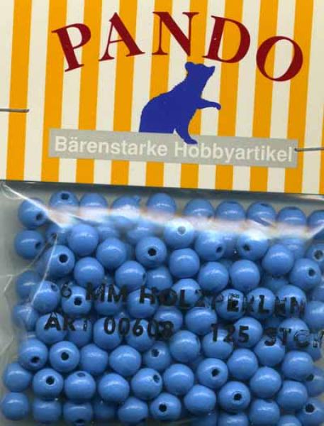 wood beads blue 6 mm