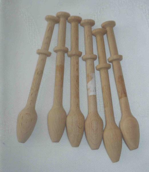 Set 6 Klöppel ca 9,5 cm lang helles Holz