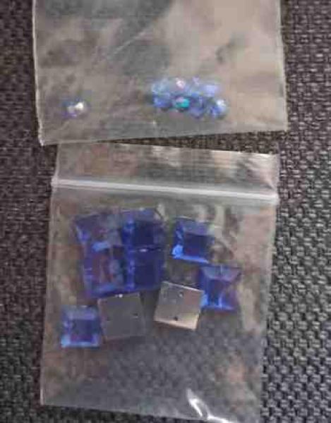 Set Perlen 9 x 4 mm olivfaccetierte und 9 x 10 x 10 mm blau