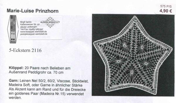 KB 5-Eckstern 2116 von Marie-Luise Prinzhorn