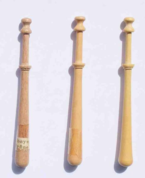 Set 3 Bayeuxklöppel ca 11,3 cm lang verschiedene Hölzer