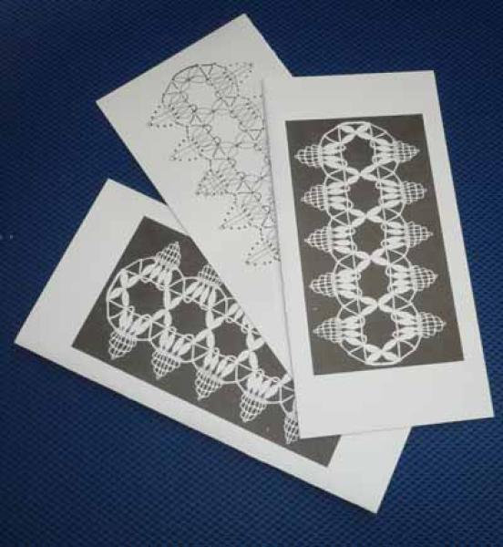 Set 3 Postkarten ohne Kuvert mit Klöppelmotiv u. -brief