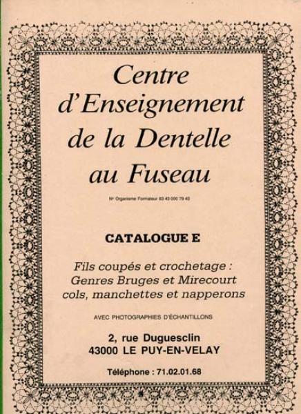 Centre d´Enseignement de la dentelle au Fuseau Cataloque F