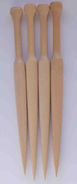 Set 4 Rollenklöppel ca 12,8 cm lang helles Holz