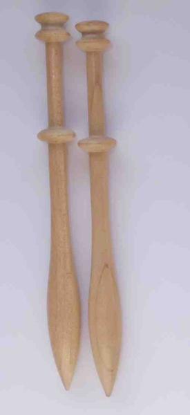 Paar Klöppel doppelter Kopf ca 11,3 cm lang helles Holz