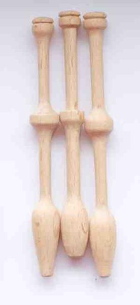 Set 3 Klöppel ca 11 cm lang  helles Holz