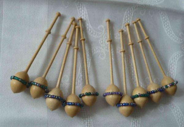Set 10 dänische Klöppel ca 8,8 cm mit Perlenringen